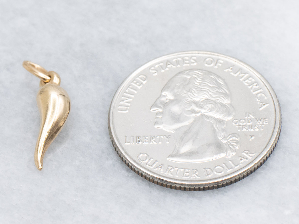 Mini Yellow Gold Italian Horn Charm Pendant