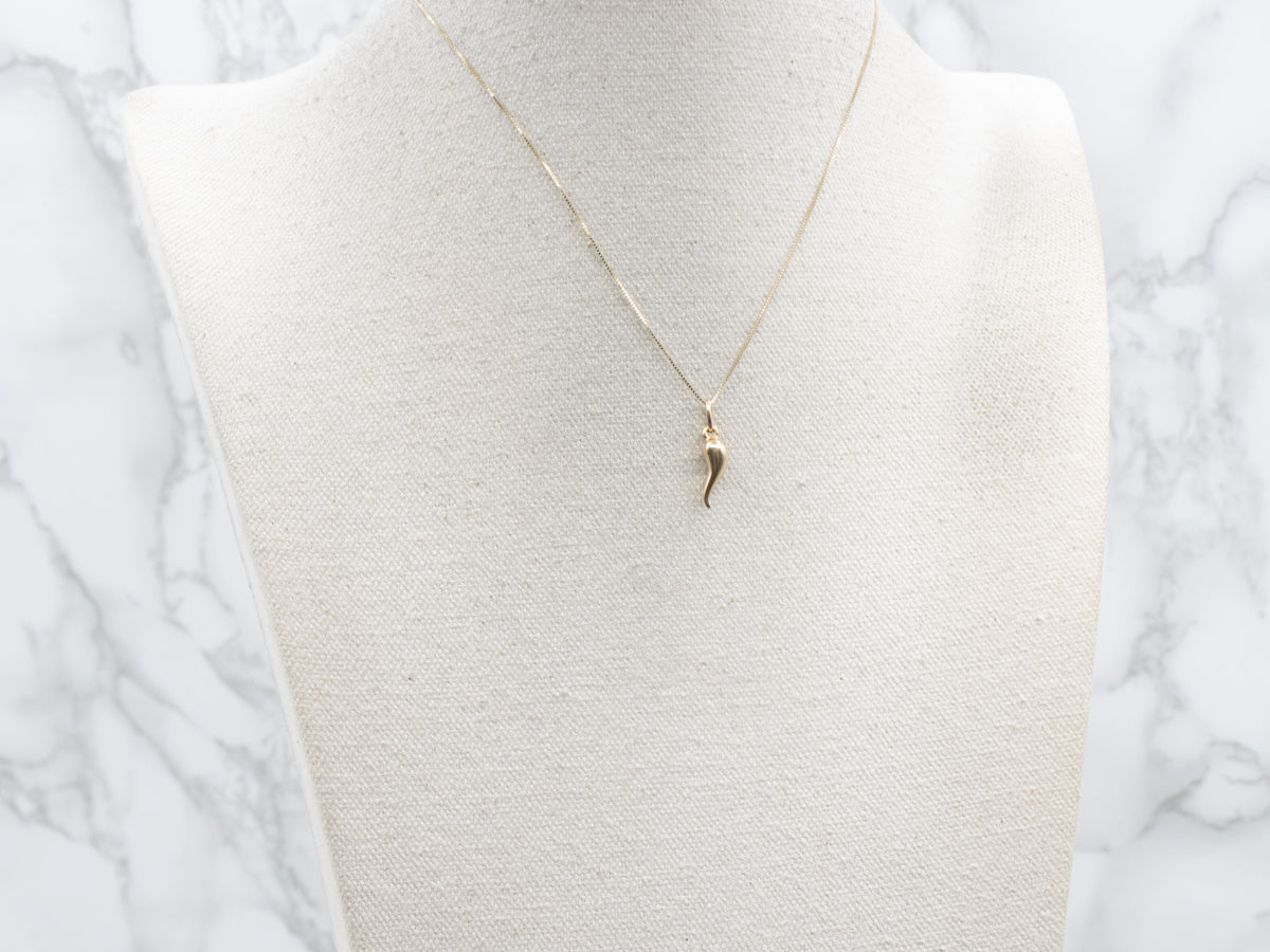 Mini Yellow Gold Italian Horn Charm Pendant