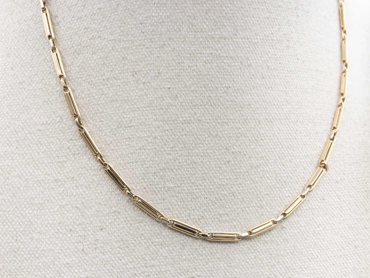 Retro-Era Yellow Gold Bar-Link Pocket Watch Chain