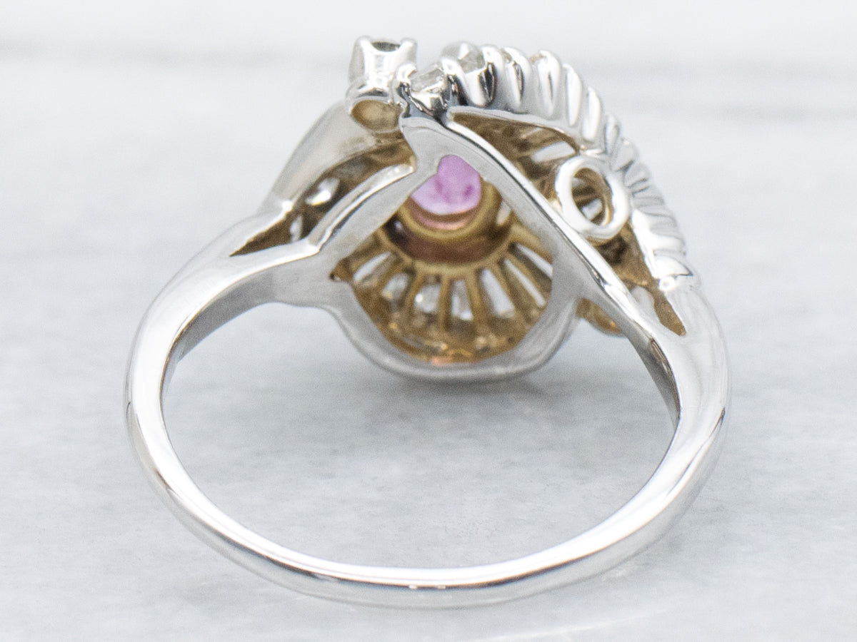 Brilliant Pear-Cut Pink Sapphire and Mix-Cut Diamond Cocktail Ring