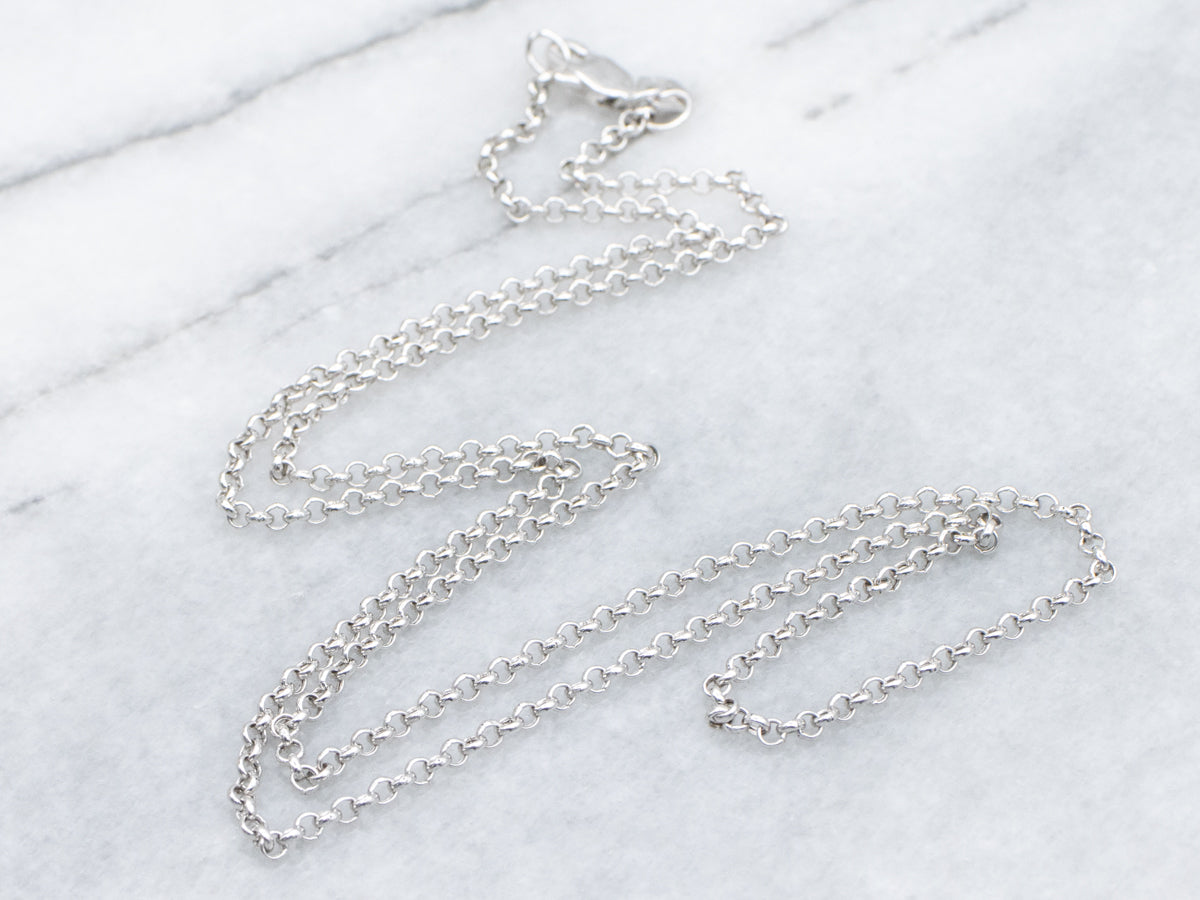 White Gold Rolo Chain with Lobster Clasp