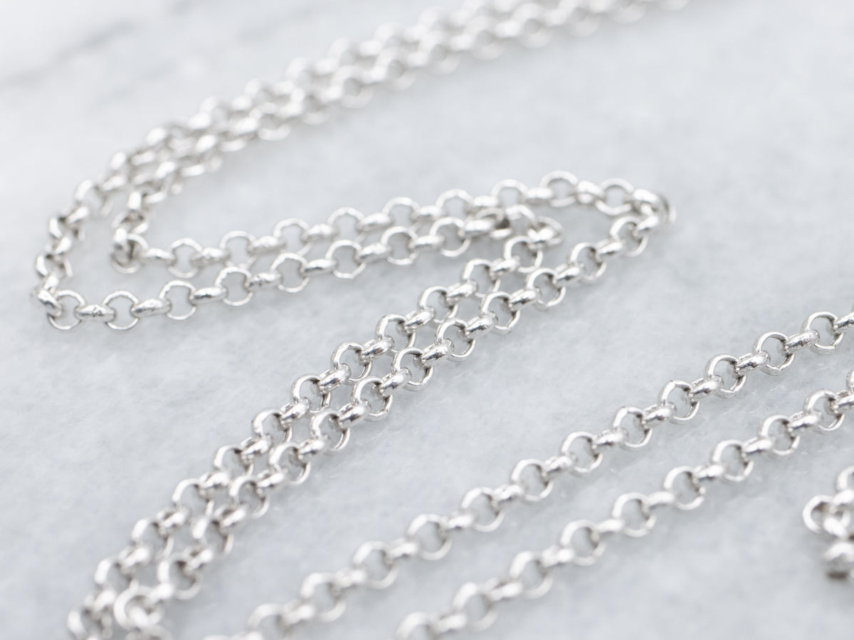 White Gold Rolo Chain with Lobster Clasp