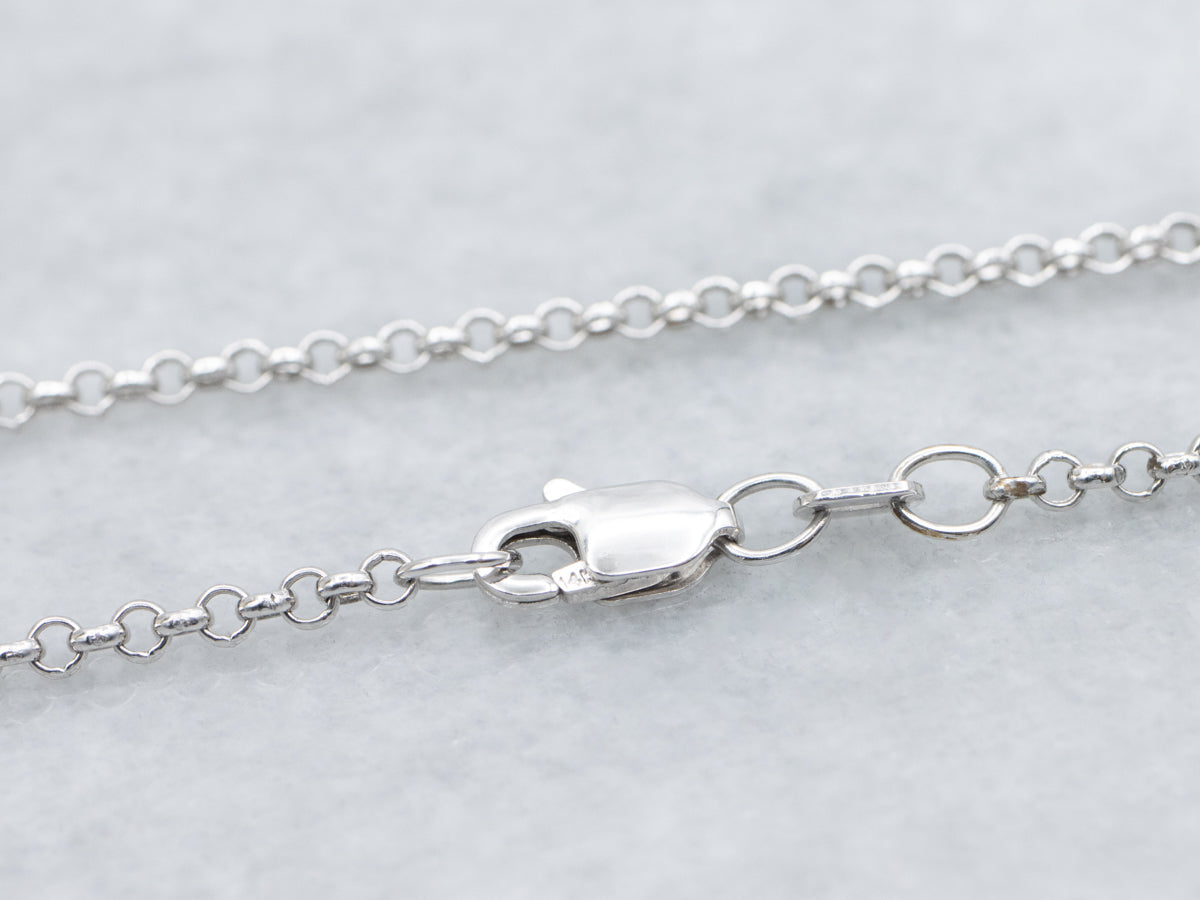 White Gold Rolo Chain with Lobster Clasp