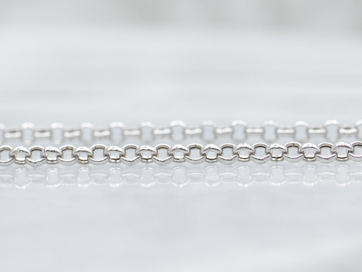 White Gold Rolo Chain with Lobster Clasp