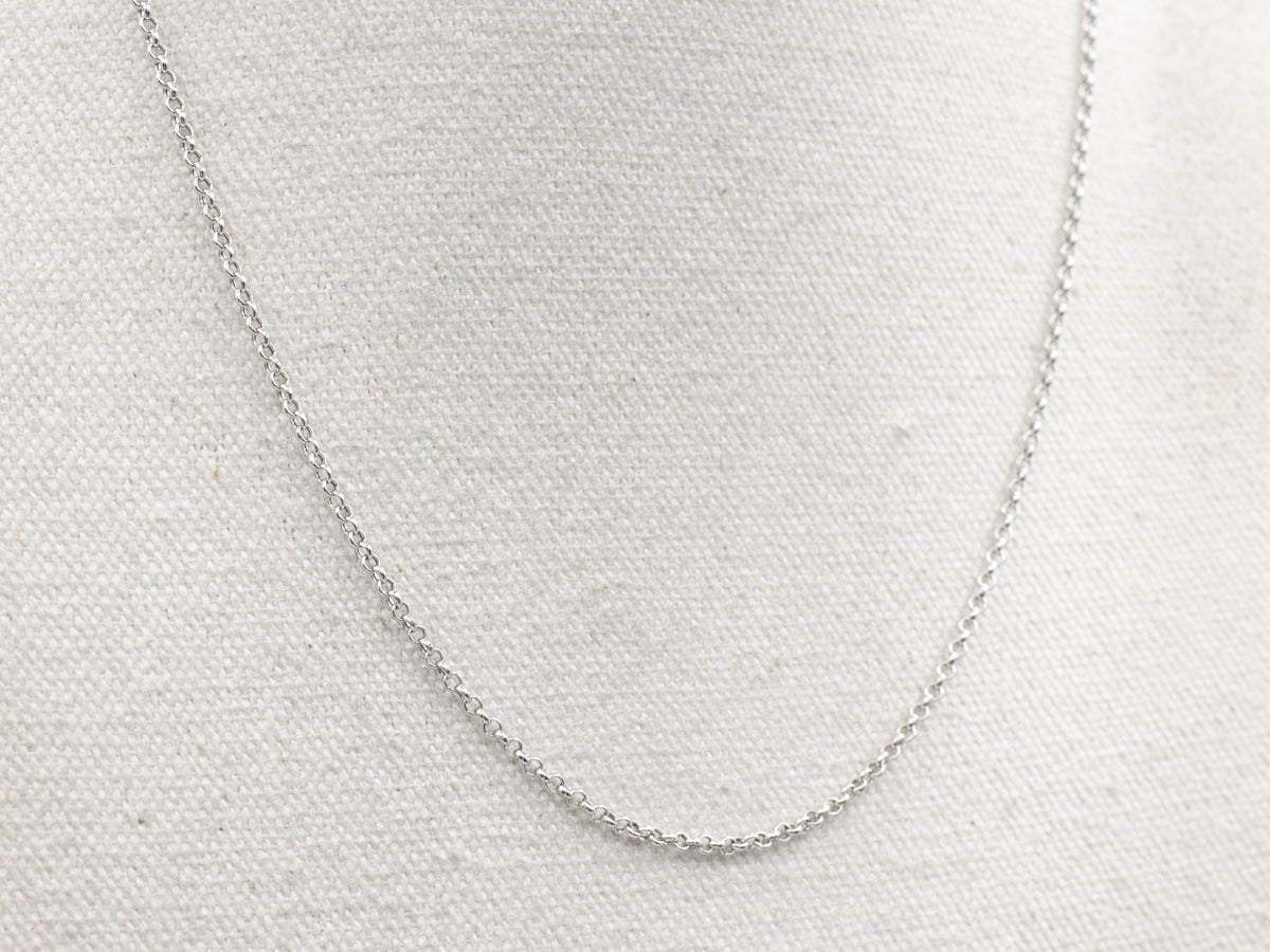 White Gold Rolo Chain with Lobster Clasp
