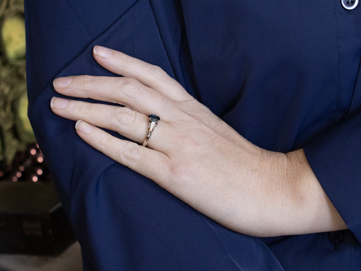 Sapphire and Diamond Two-Tone Gold Engagement Ring