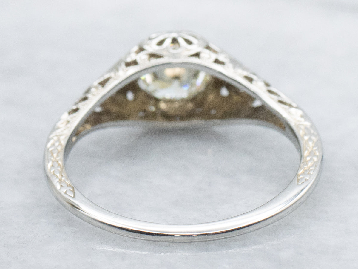 Circa 1920s Old European Cut Diamond Solitaire Engagement Ring
