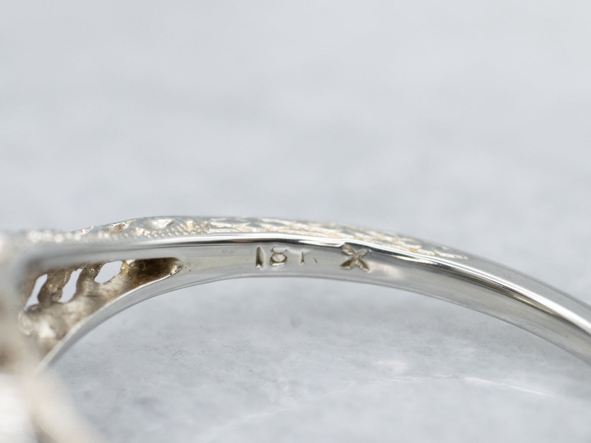 Circa 1920s Old European Cut Diamond Solitaire Engagement Ring