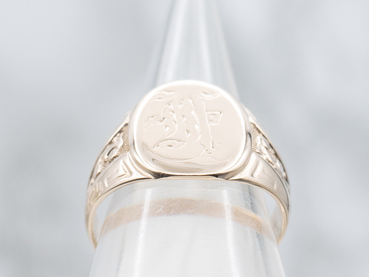 Victorian Gold Old English Letter "J" Signet Ring