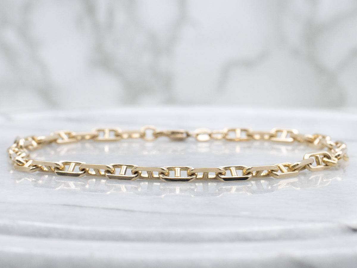 Polished Yellow Gold Mariner-Link Bracelet