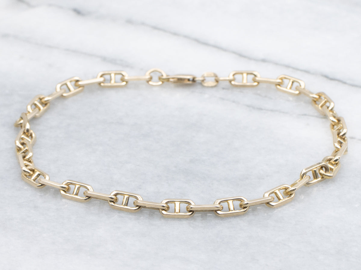Polished Yellow Gold Mariner-Link Bracelet