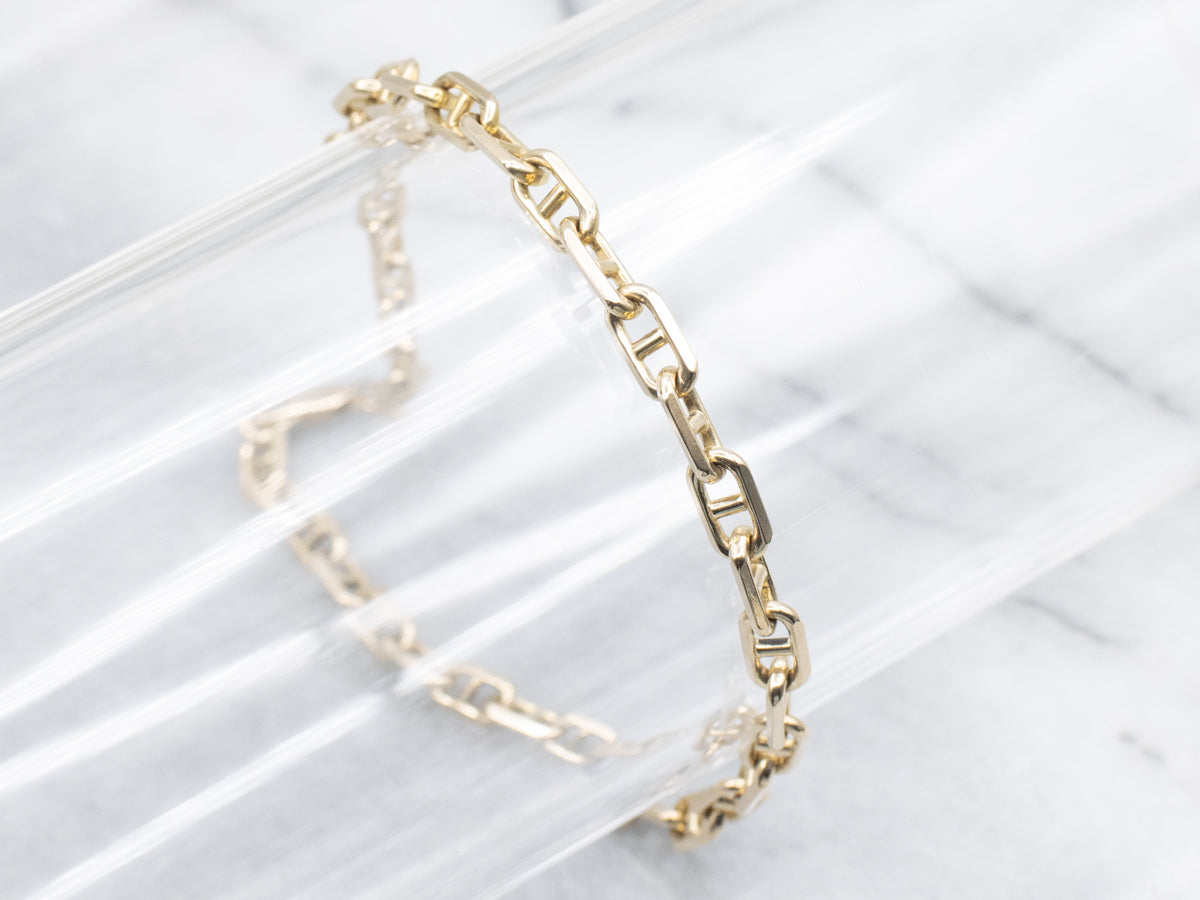 Polished Yellow Gold Mariner-Link Bracelet