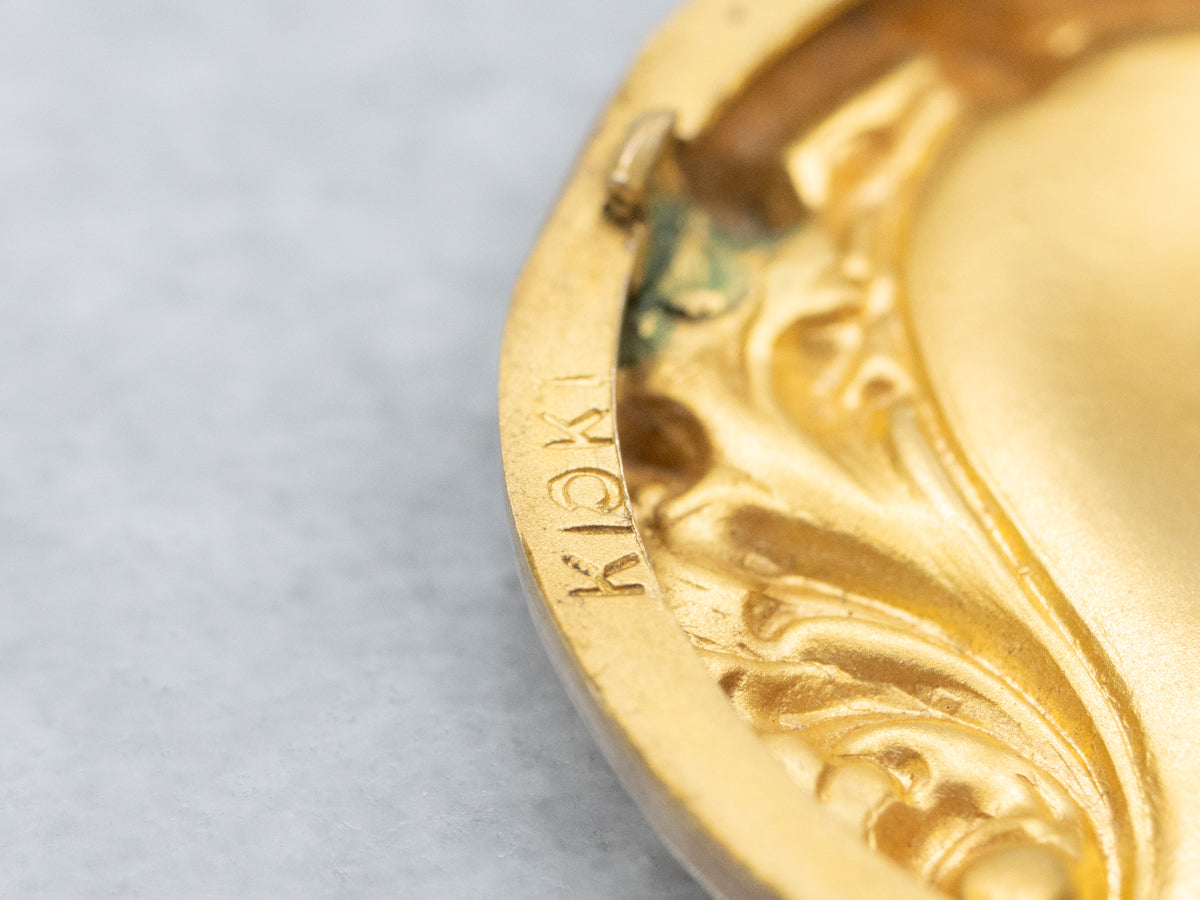 Antique Engraved Double Initial Gold Chased Locket