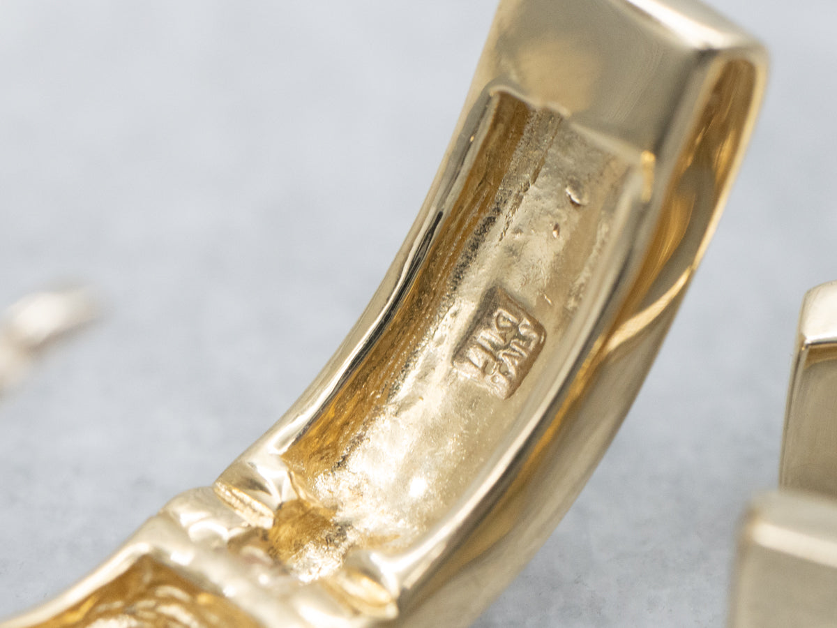 Flat V-Shaped Italian Yellow Gold Hoop Earrings