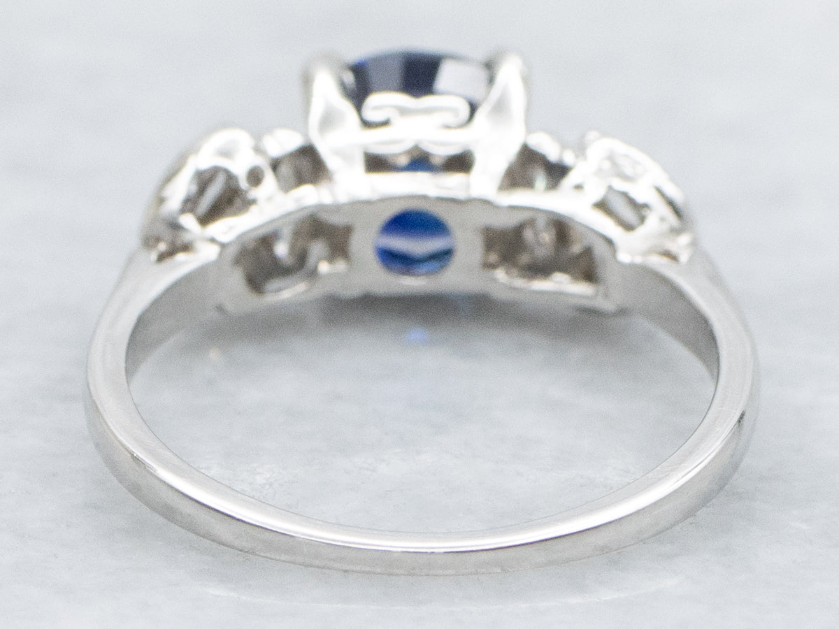 Vintage Platinum Sapphire and Diamond Engagement Ring
