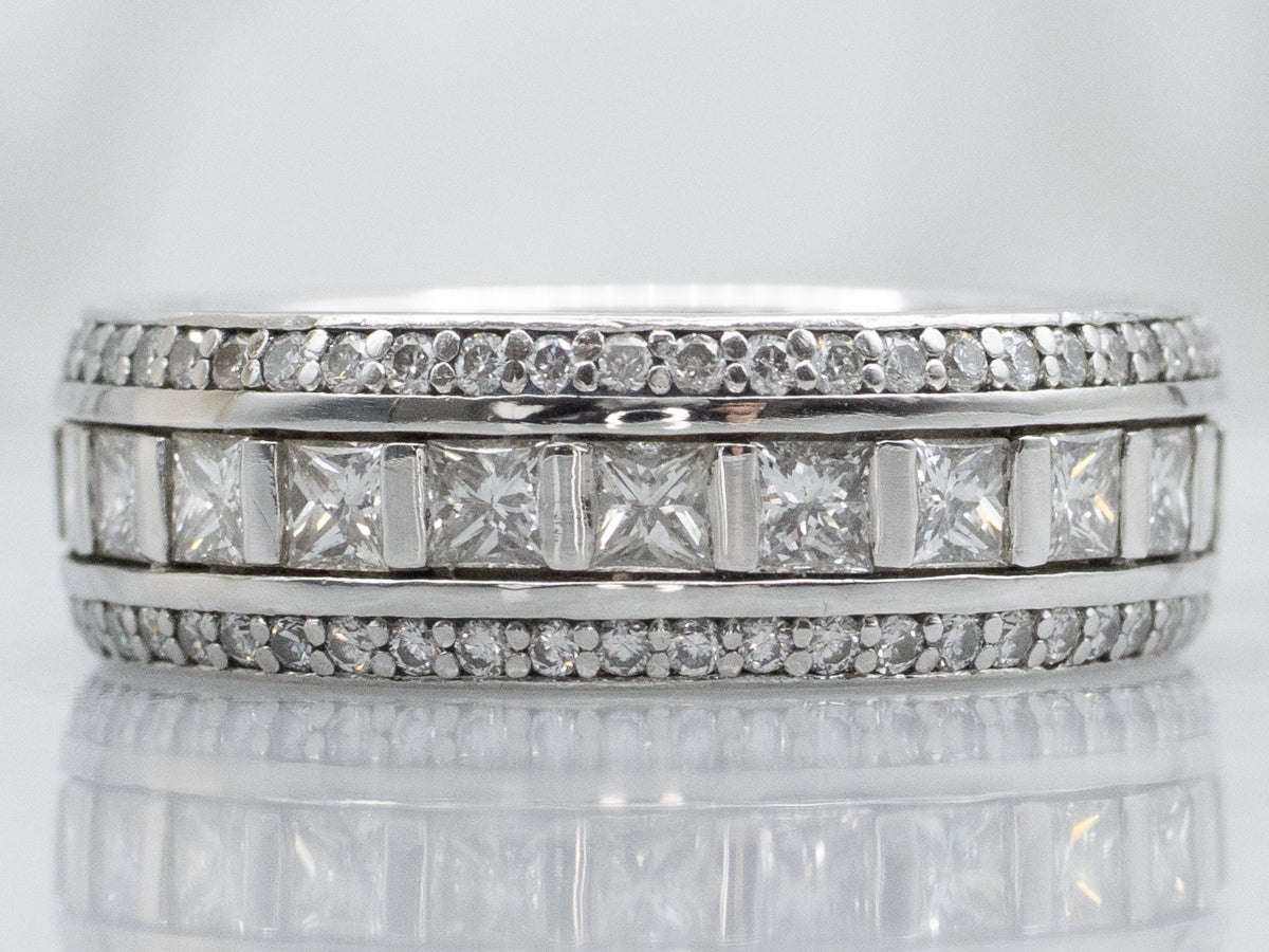 Platinum Bar and Channel-Set Mix-Cut Diamond Eternity Band
