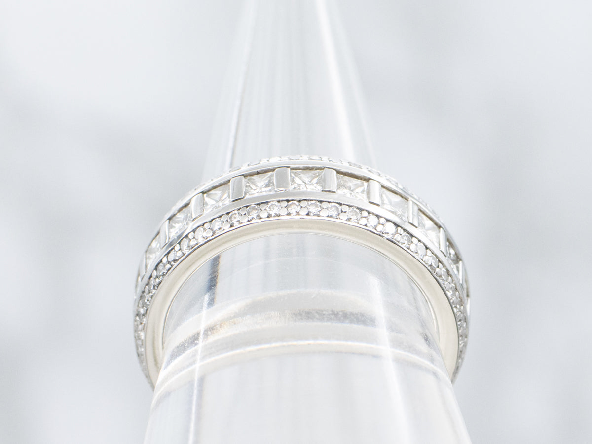 Platinum Bar and Channel-Set Mix-Cut Diamond Eternity Band