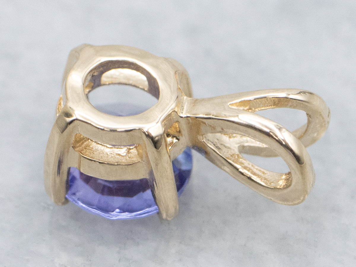 Round Cut Tanzanite Yellow Gold Pendant