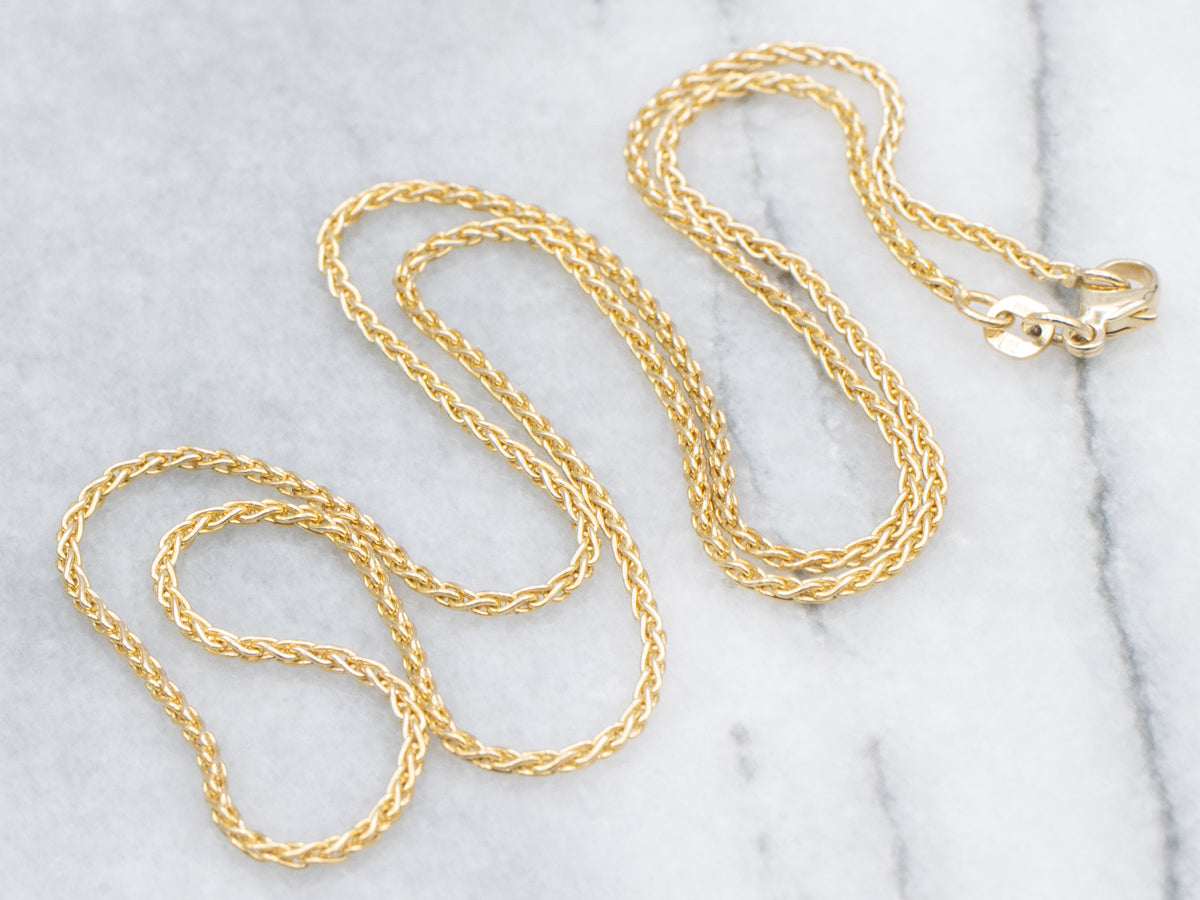 Yellow Gold Wheat Chain with Lobster Clasp