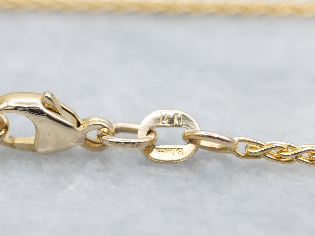 Yellow Gold Wheat Chain with Lobster Clasp