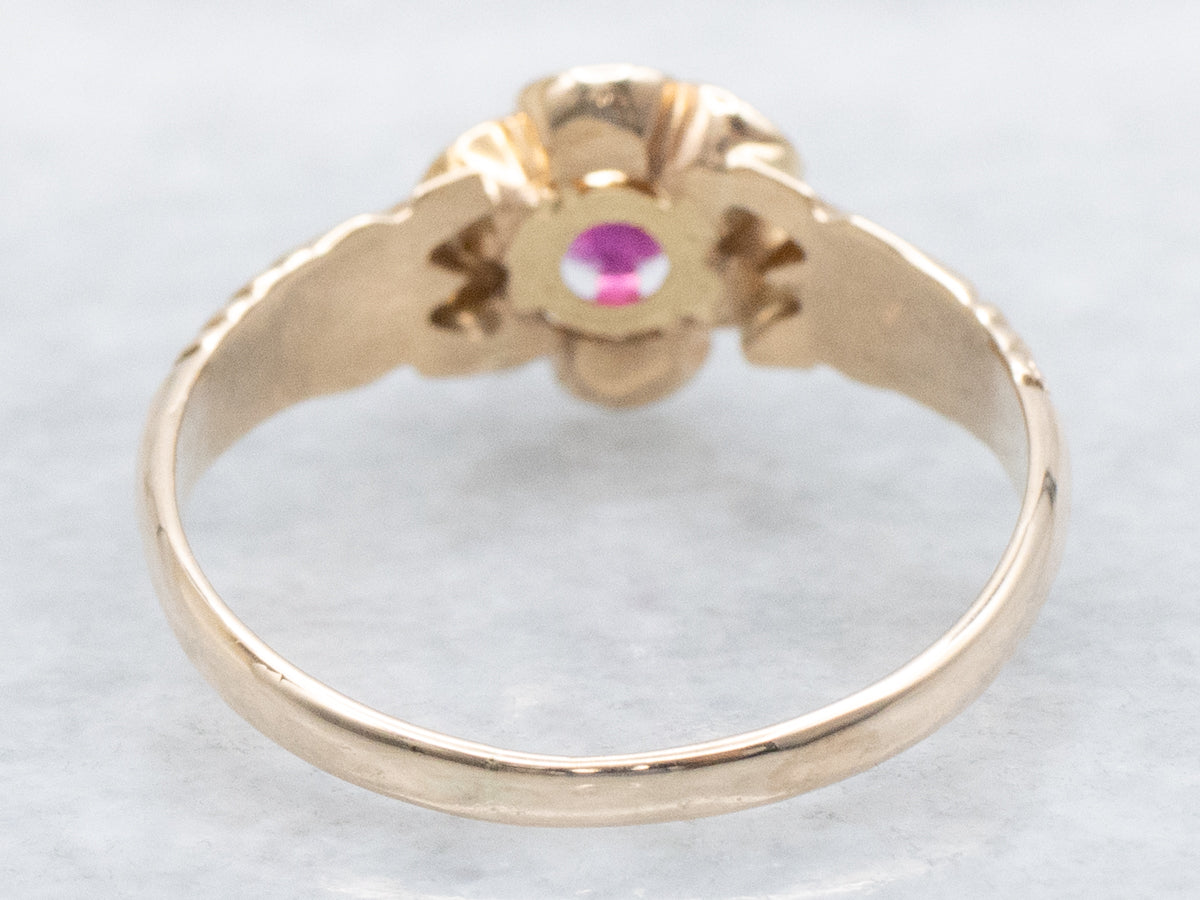 Buttercup-Set Ruby Victorian Gold Solitaire Ring