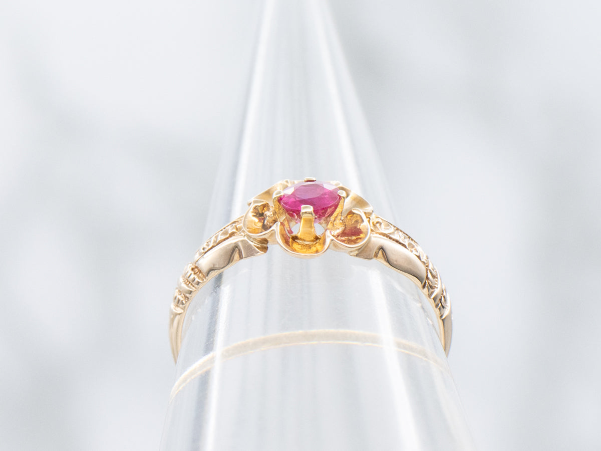 Buttercup-Set Ruby Victorian Gold Solitaire Ring