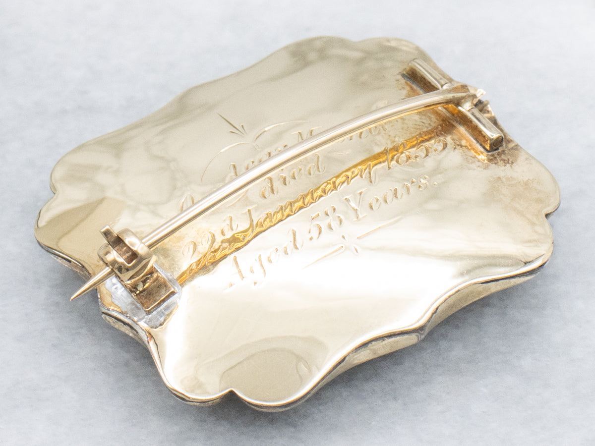 Victorian Era "In Memory Of" Enamel Mourning Brooch