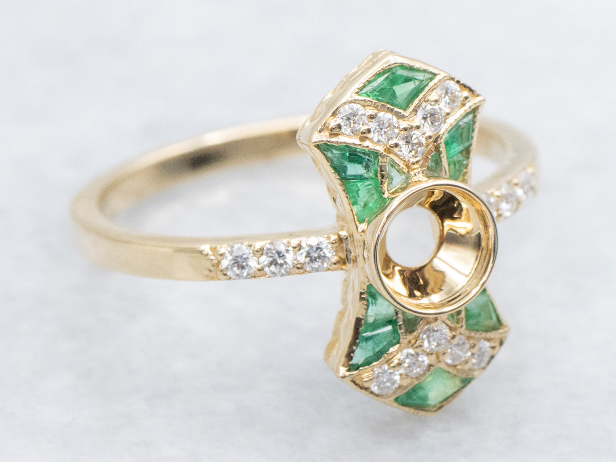 The Copley Emerald and Diamond Semi-Mount Ring