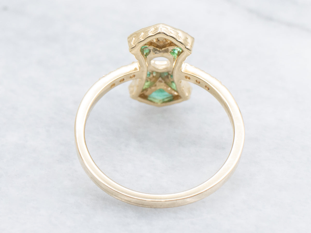 The Copley Emerald and Diamond Semi-Mount Ring
