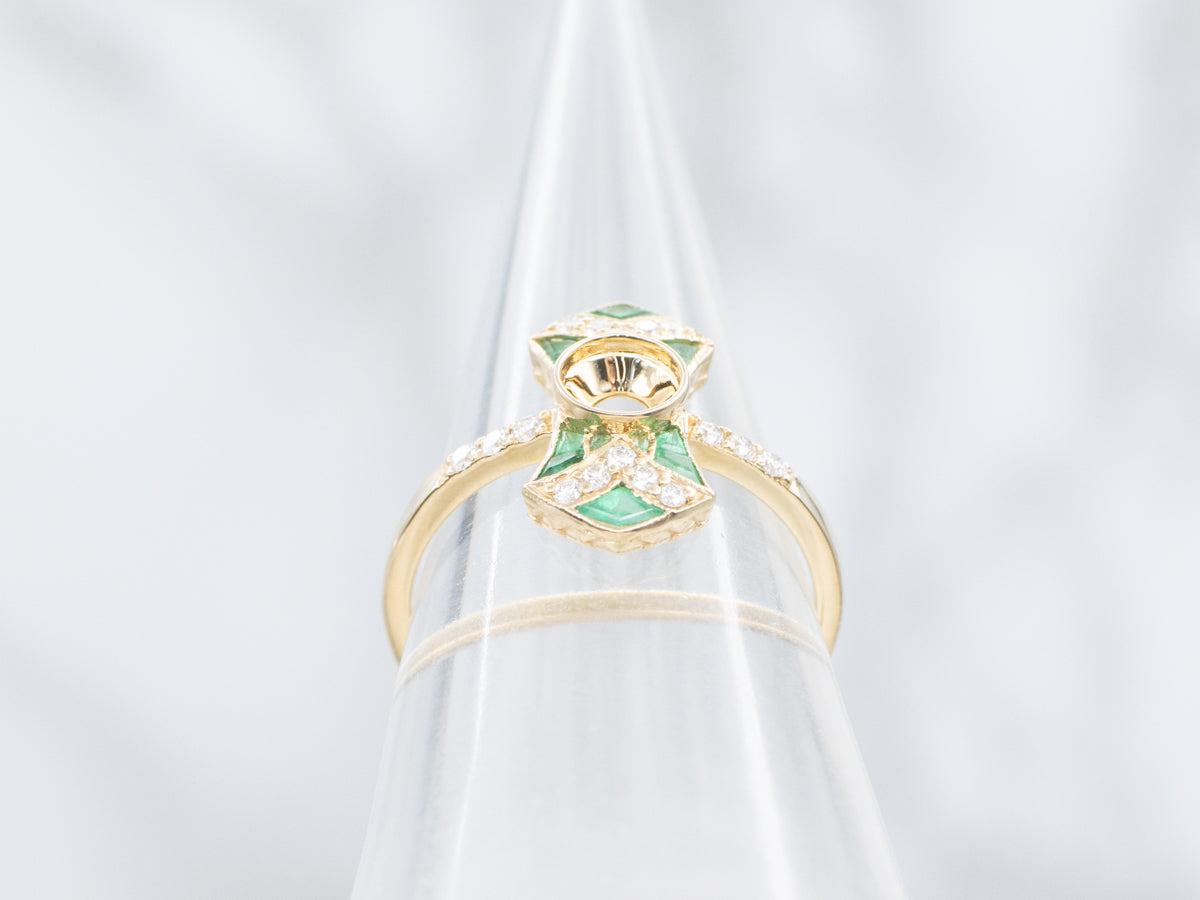 The Copley Emerald and Diamond Semi-Mount Ring