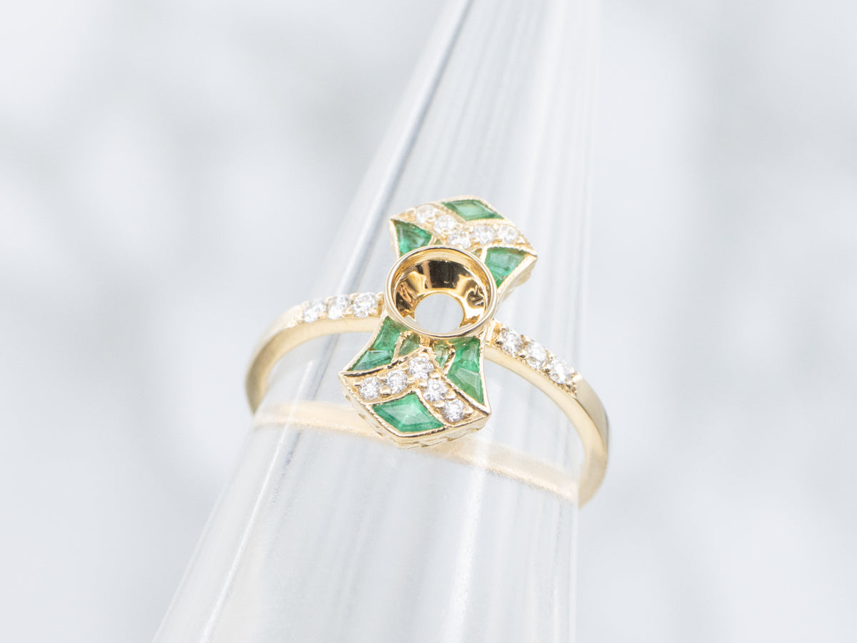 The Copley Emerald and Diamond Semi-Mount Ring