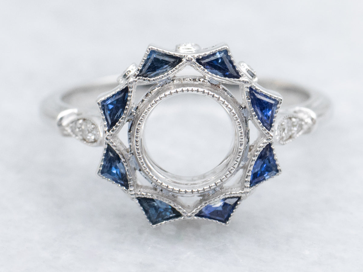 The Old-North Sapphire and Diamond Semi-Mount Ring