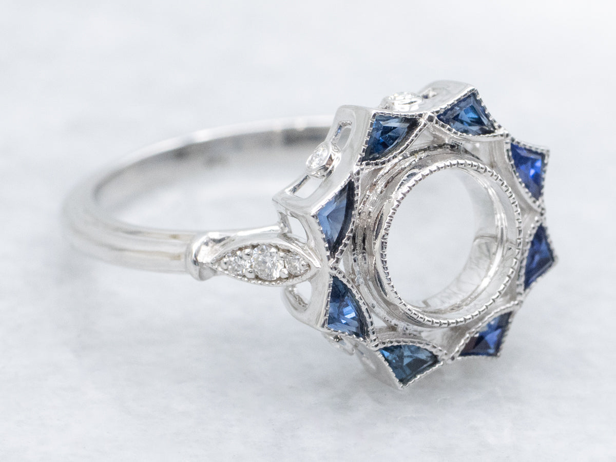 The Old-North Sapphire and Diamond Semi-Mount Ring