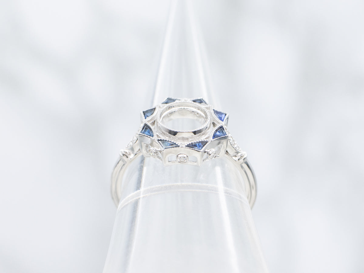 The Old-North Sapphire and Diamond Semi-Mount Ring