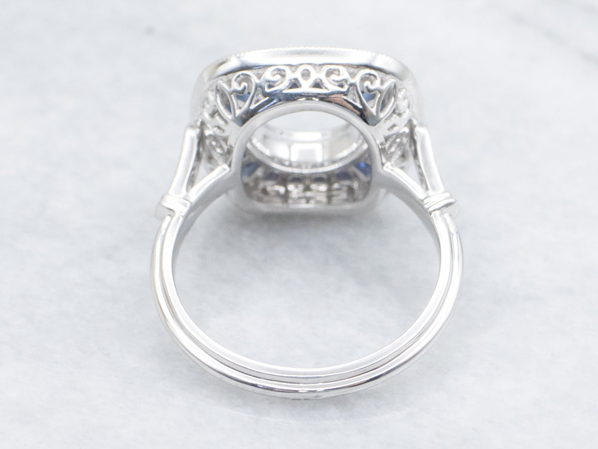 The Enfield Sapphire and Diamond Halo Semi-Mount Ring