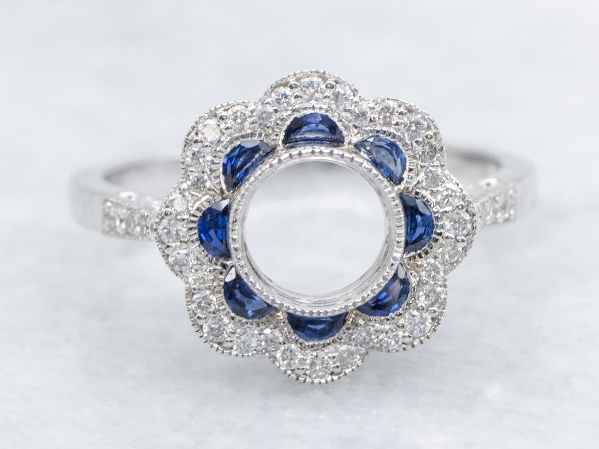 The Botanica Sapphire and Diamond Semi-Mount Ring