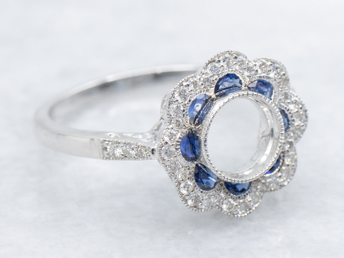 The Botanica Sapphire and Diamond Semi-Mount Ring