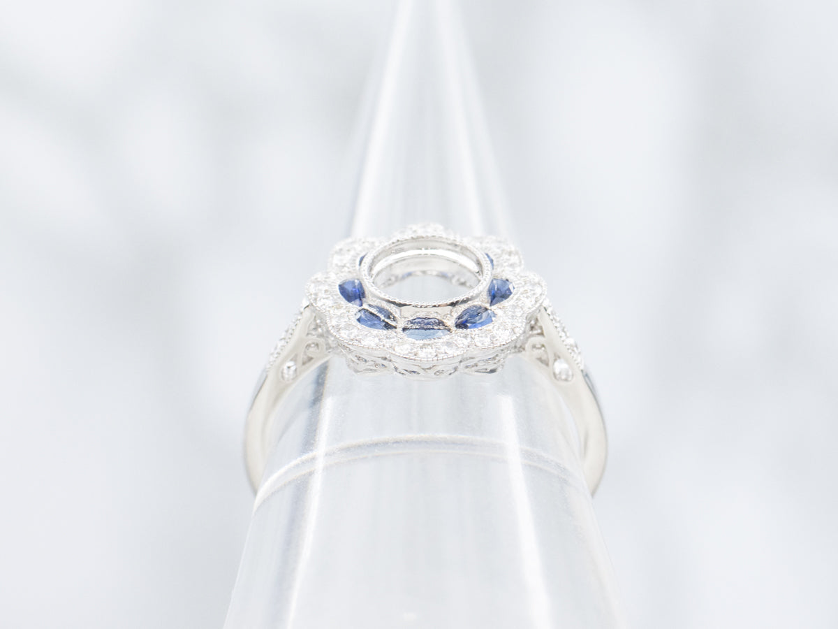 The Botanica Sapphire and Diamond Semi-Mount Ring