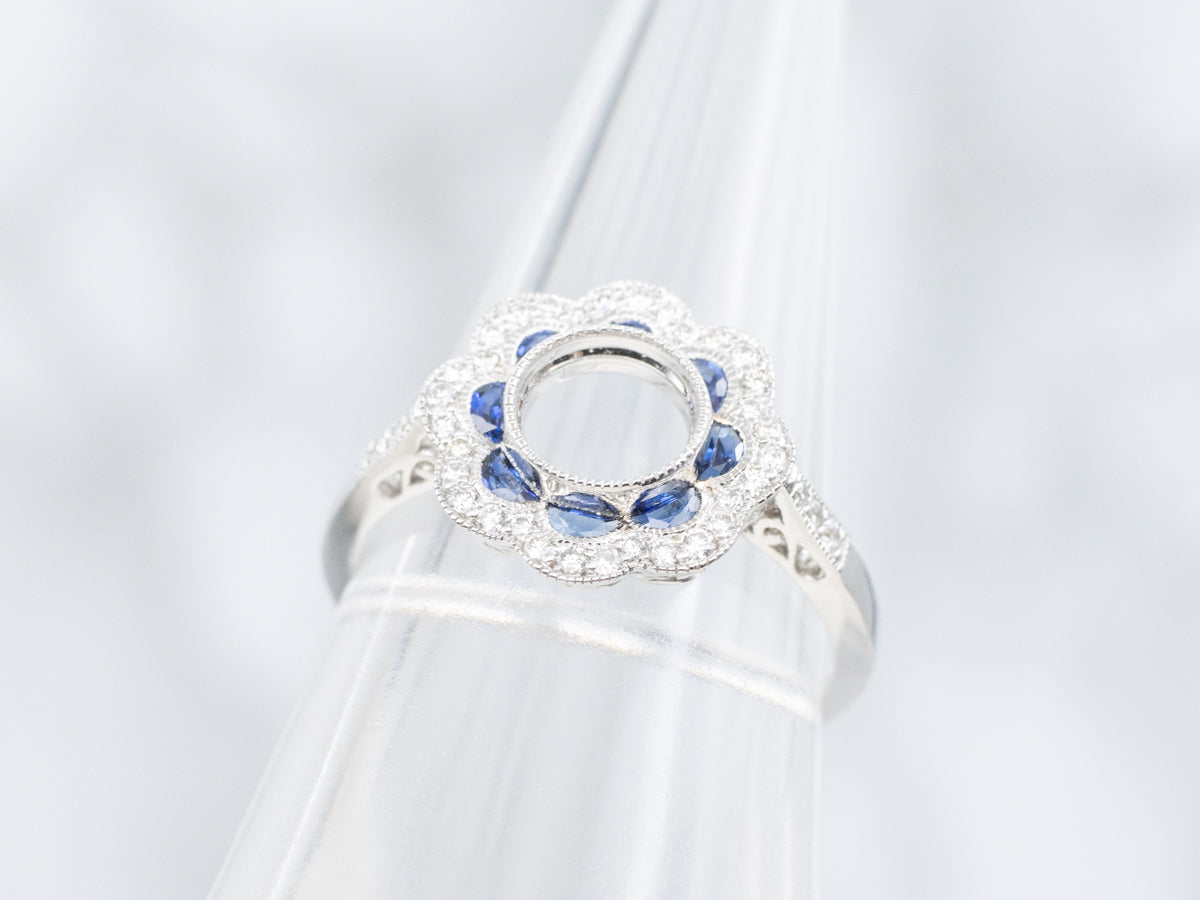 The Botanica Sapphire and Diamond Semi-Mount Ring