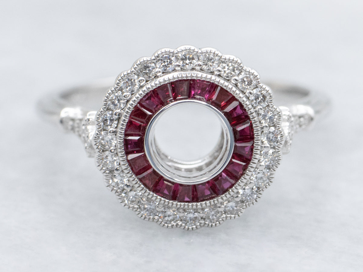 The Gibson Ruby and Diamond Semi-Mount Ring