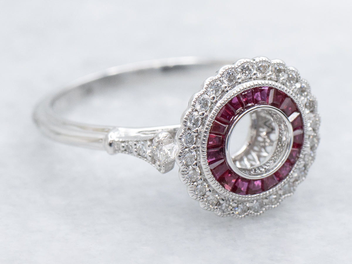 The Gibson Ruby and Diamond Semi-Mount Ring