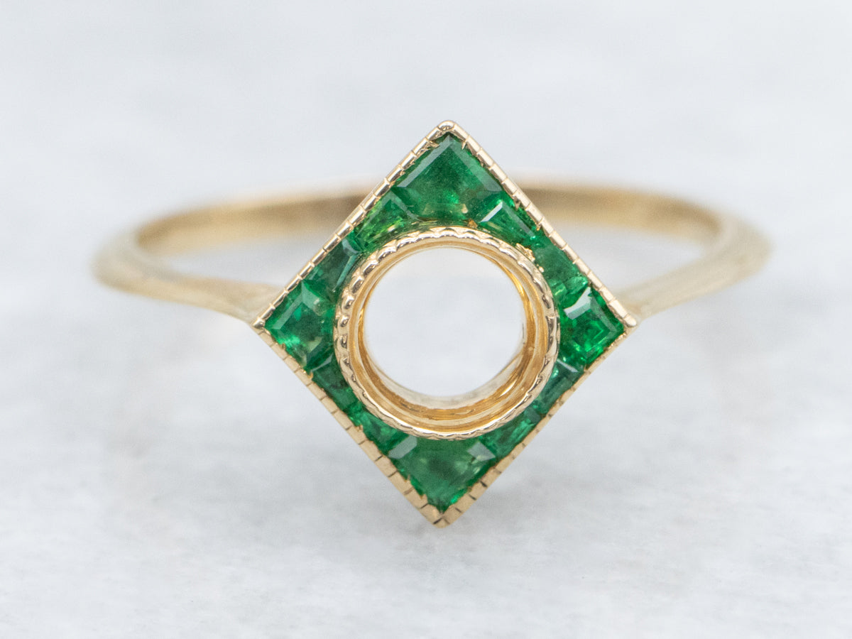 The Emery Emerald Halo Semi-Mount Ring