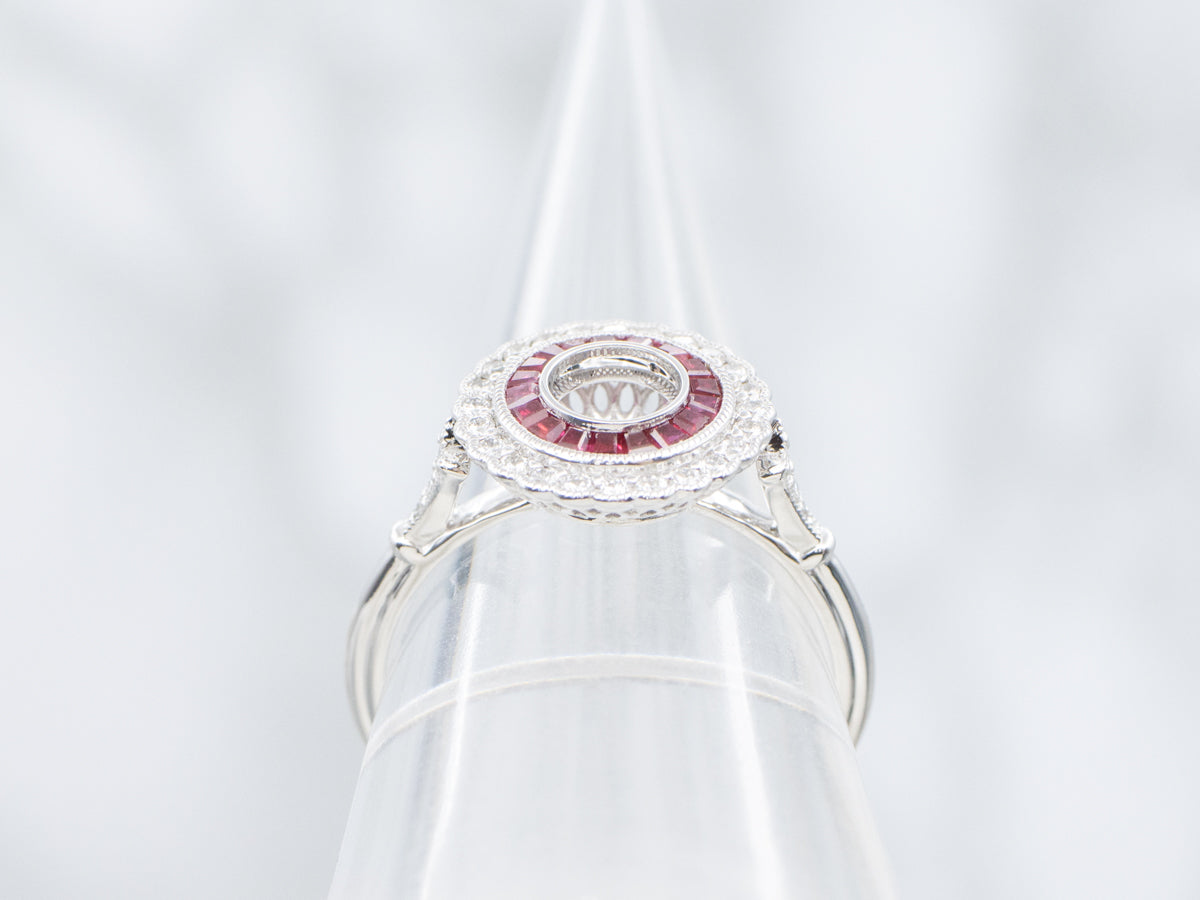The Gibson Ruby and Diamond Semi-Mount Ring