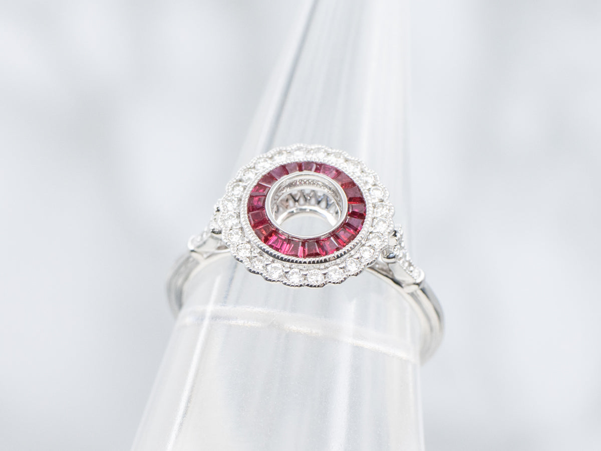 The Gibson Ruby and Diamond Semi-Mount Ring