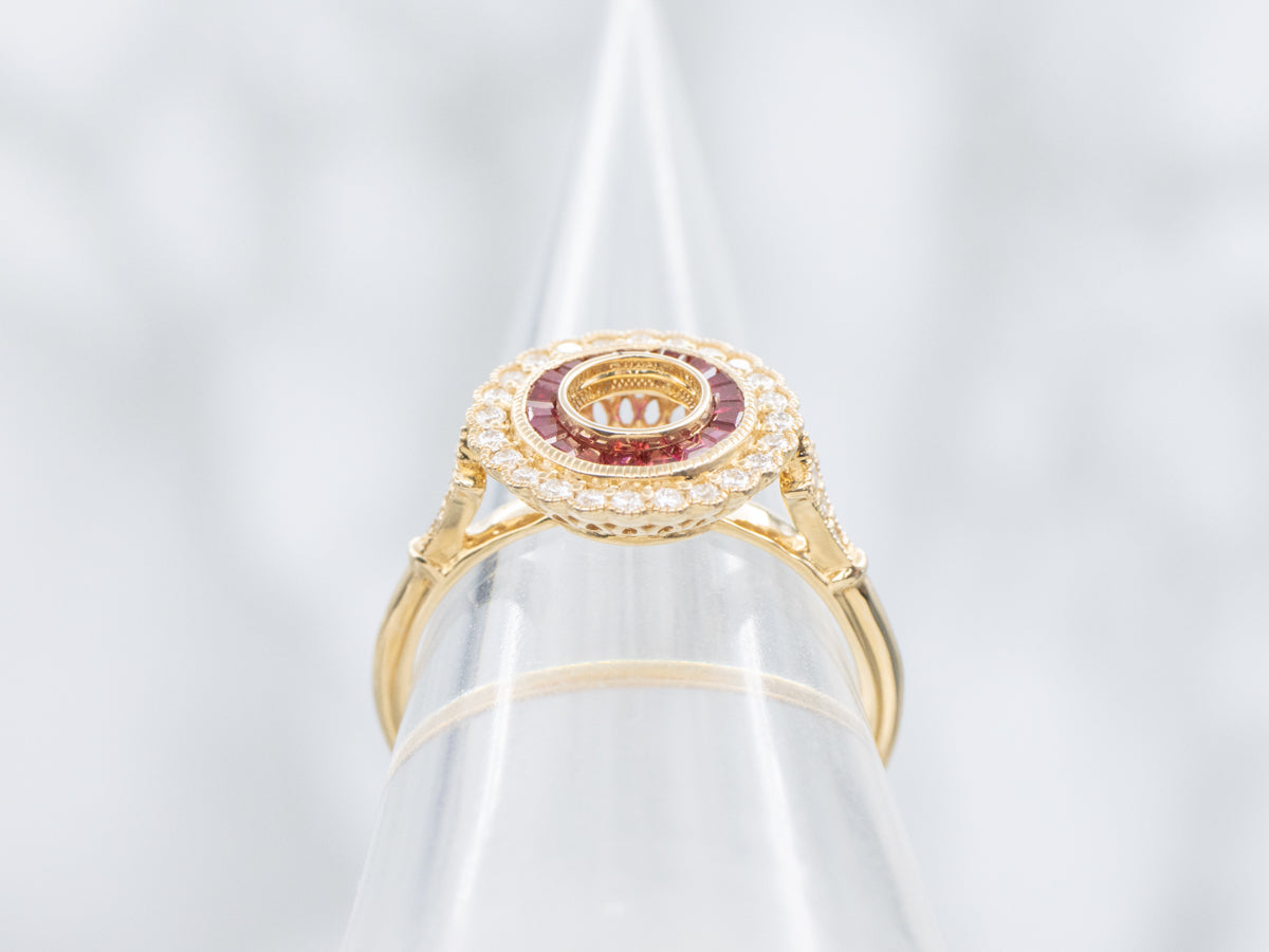 The Gibson Ruby and Diamond Semi-Mount Ring