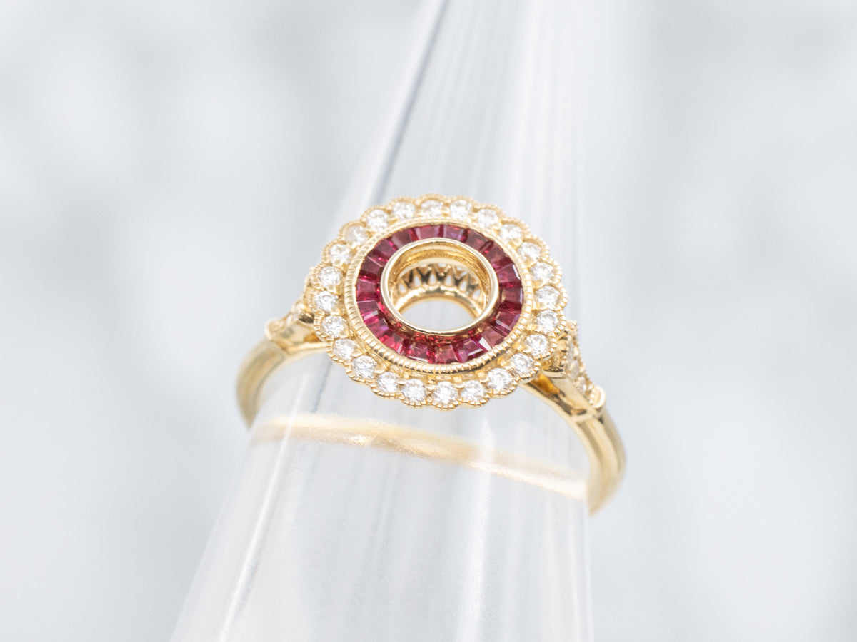 The Gibson Ruby and Diamond Semi-Mount Ring
