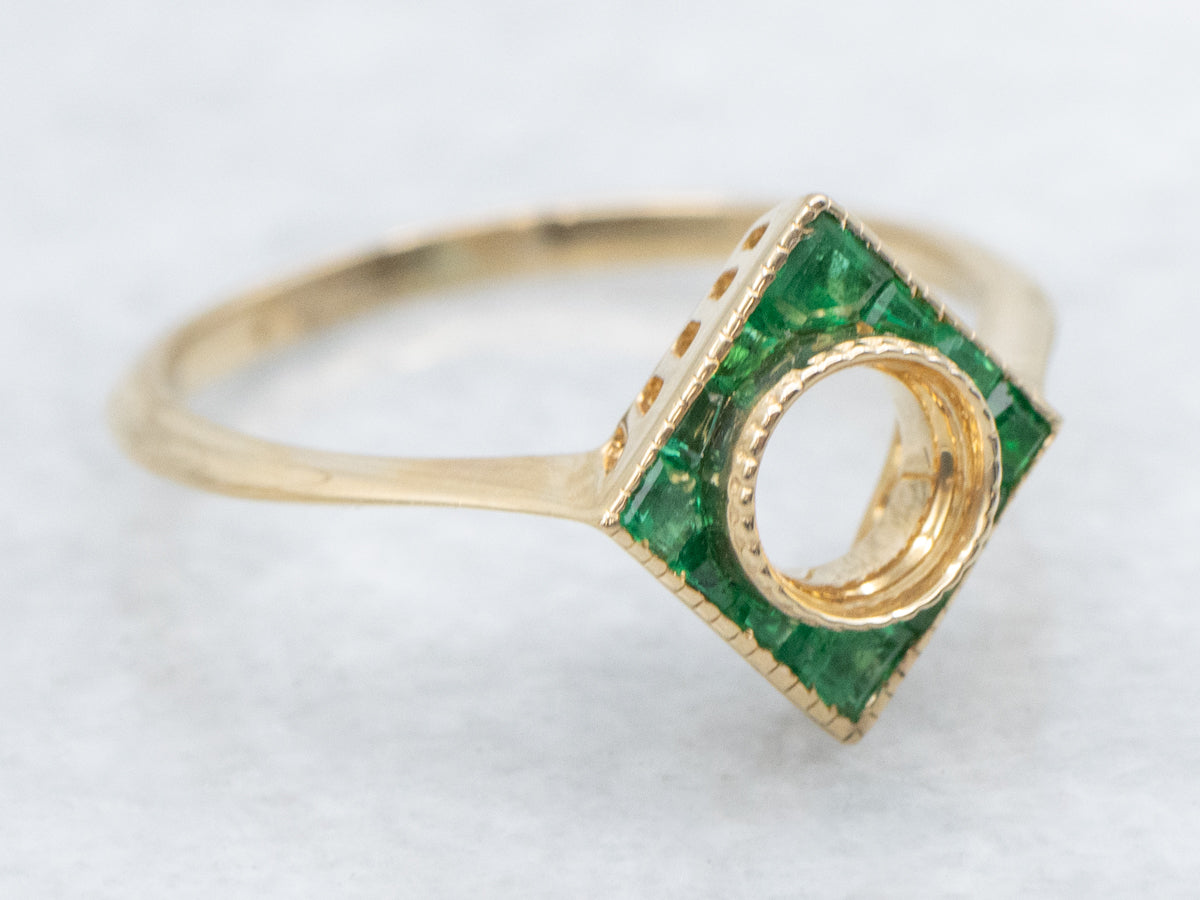 The Emery Emerald Halo Semi-Mount Ring