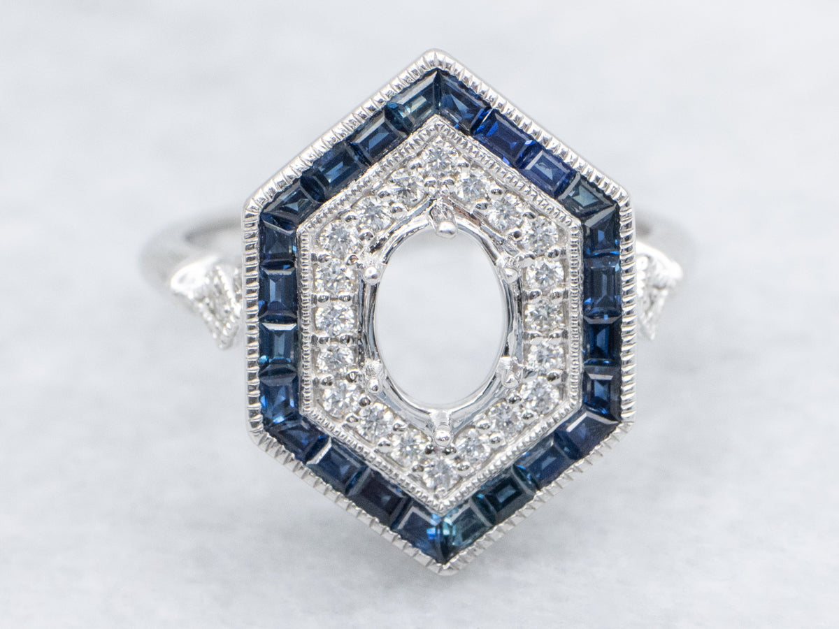 The Quincy Sapphire and Diamond Semi-Mount Ring