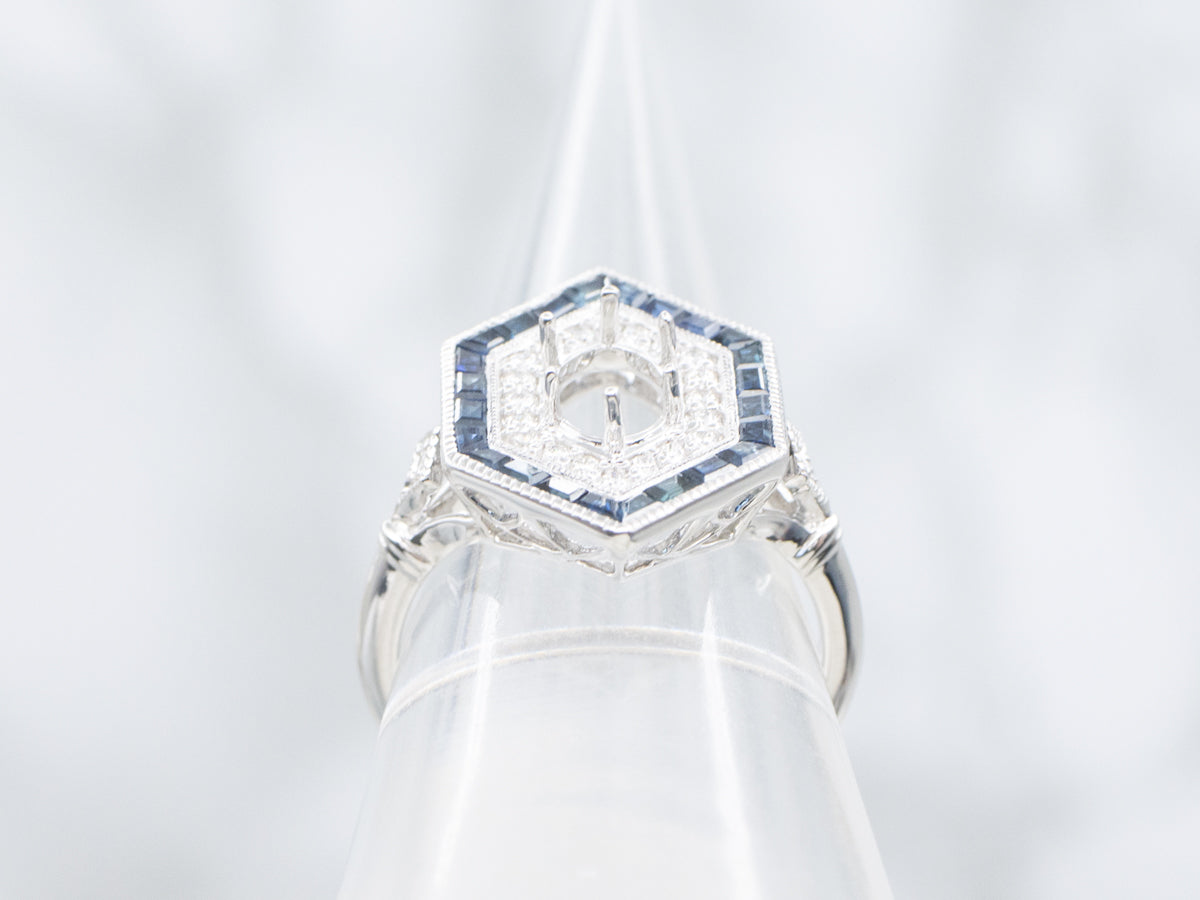 The Quincy Sapphire and Diamond Semi-Mount Ring