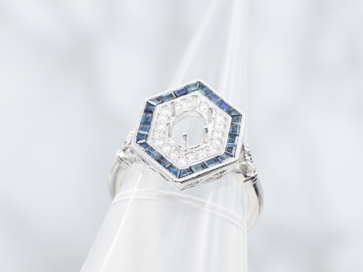 The Quincy Sapphire and Diamond Semi-Mount Ring
